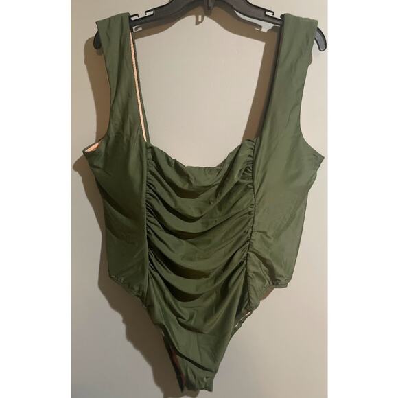 J. Crew Olive Green Ruched One Piece Swimsuit Plus Size 24 - Picture 1 of 7
